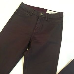 Treasure & Bond High Waisted Coated Jeans Maroon